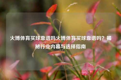 火博体育买球靠谱吗火博体育买球靠谱吗？揭秘行业内幕与选择指南