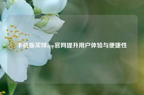 手机版买球app官网提升用户体验与便捷性