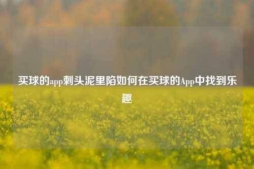 买球的app刺头泥里陷如何在买球的App中找到乐趣