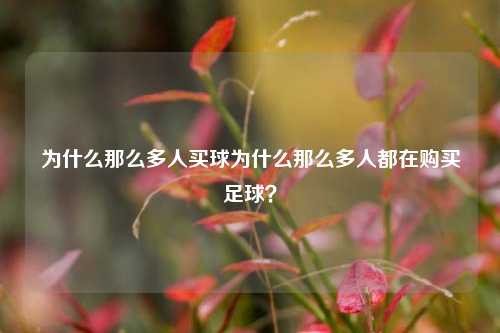 为什么那么多人买球为什么那么多人都在购买足球？