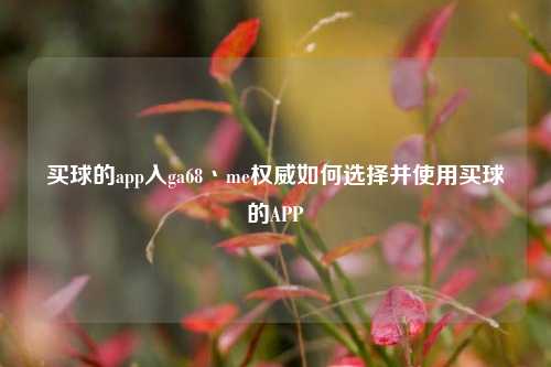 买球的app入ga68丶me权威如何选择并使用买球的APP