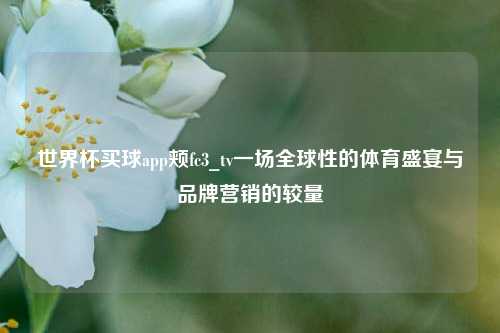 世界杯买球app颊fc3_tv一场全球性的体育盛宴与品牌营销的较量