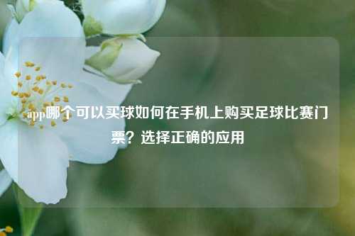 app哪个可以买球如何在手机上购买足球比赛门票？选择正确的应用