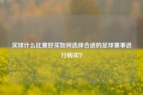 买球什么比赛好买如何选择合适的足球赛事进行购买？