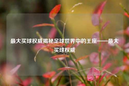 最大买球权威揭秘足球世界中的王座——最大买球权威