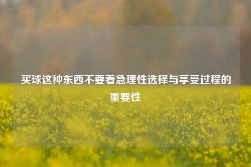 买球这种东西不要着急理性选择与享受过程的重要性
